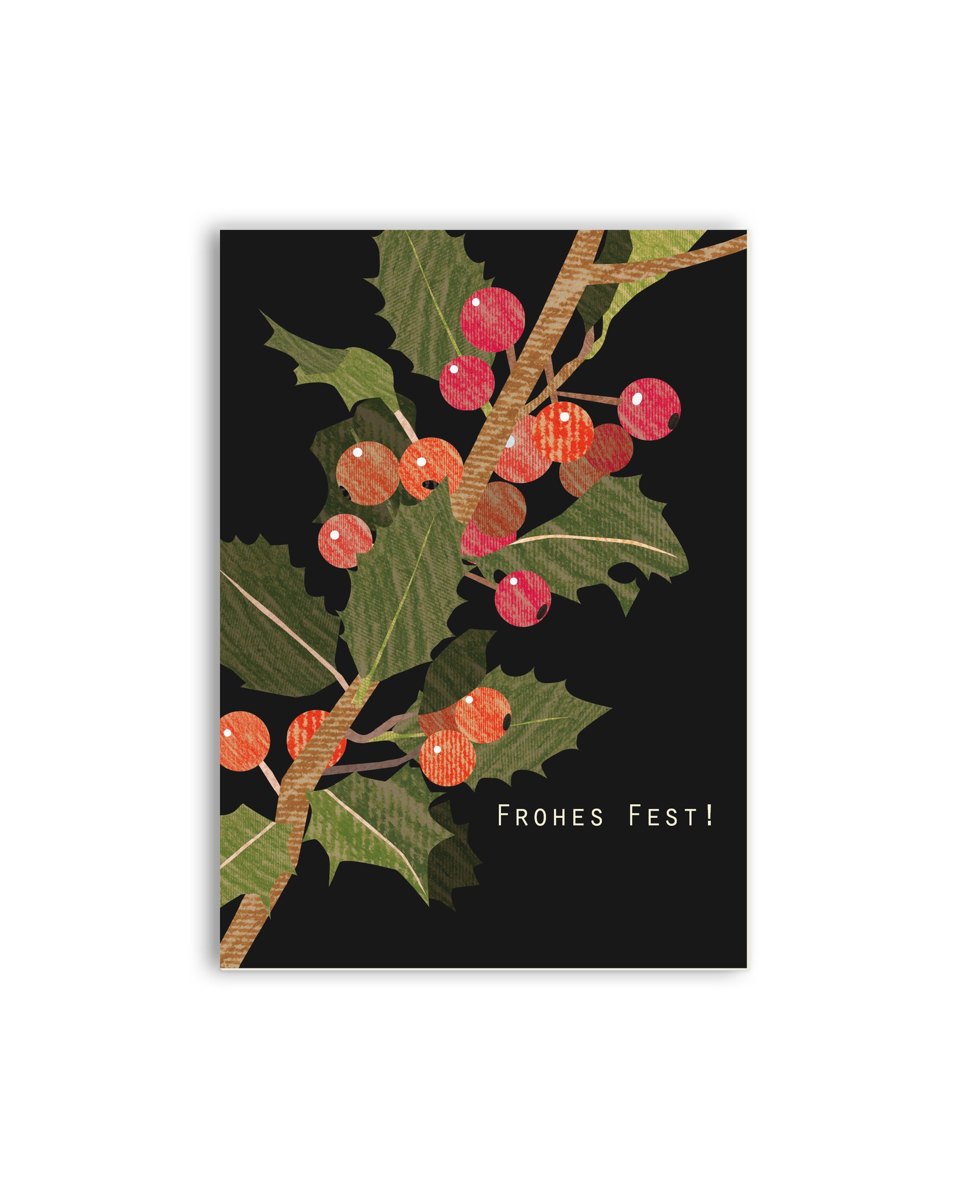 Weihnachtskarte Stechpalme „Frohes Fest!“